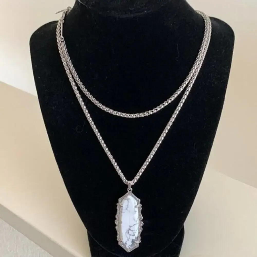 Kendra‎ scott Frences silver and Howlite necklace